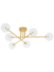 Aksel 6 Light CTC in Solid Brass with Clear Glass