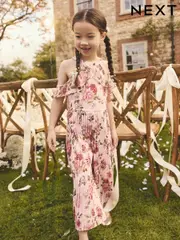 Pink Floral Cold-Shoulder Jumpsuit (3-16yrs) (E76916) | $66 - $79