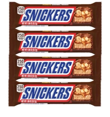 Full Size Snickers Chocolate Bar - 1.86 oz Bar, 4 Pack