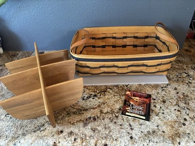 Longaberger NWT Vintage RARE Blue Weave Pantry Basket W/8 Compartment Wooden Did