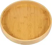 Smooth Bamboo Serving Tray Round Serving Tray Wood Serving Trays with Easy Grip Handles Natural Wood Food Tray for Living Room Kitchen Coffee Table (M)