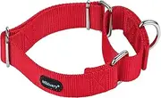 Mikivery Martingale Dog Collar Nylon Adjustable and Safety Training Red Comfortable Metal Buckle Slip Collars for Small Medium and Large Dogs(Red,L)