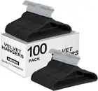 Coat Hangers Velvet 100-Pack Black with Silver Hooks, Non-Slip Hanger for Clothe