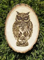 Mandala Owl Bird lover coaster centerpiece wall decorations pyrography wood