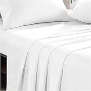 Flat Sheet 100% Egyptian Cotton 300 Thread Count Single Bed Sheets - Breathable and Fade Resistant Hotel Bedding Flat Sheets (180cm x 255cm)