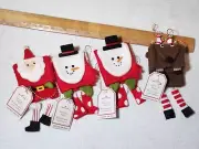 Set of 4 - NIB Vtg Christmas Santa/Snowmen/Reindeer Money Bag Gift Card Holders