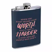 Your Worth Em1 Flask 8oz Stainless Steel Hip Drinking Whiskey