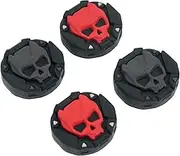 GeekShare Skull Thumb Grip Caps for PS5 Controller, Thumbsticks Cover Set Compatible with Switch Pro Controller and PS4 PS5 Controller, 2 Pairs / 4 Pcs (Black & Red)