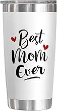 Adorable Design Mothers Day Tumbler, Stainless Steel Mom Water Bottle, Best Mom Coffee Tumbler, Funny Novelty Tea Cups Tumbler 9 x 11.7 cm for Indoor, Outdoor, Present, White Color
