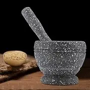 Plastic Garlic Grinder Mortar Pestle Set, Durable Manual Grinding Bowl for Kitchen Tool, for Cooking Enthusiasts, PP Material (Granite)