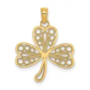 14K Yellow Gold Filigree 3-Leaf Clover Charm