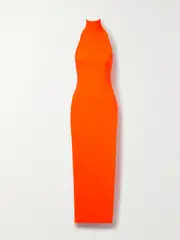 [Norma Kamali] Norma Kamali - Stretch-jersey Turtleneck Midi Dress - Bright orange - small small Orange