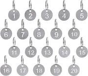 Round Numbered Key Tags - 20 Plastic Small Keychains With Labels, 1-20 Number Key Chain Tags, Stainless Steel Key Ring Labels