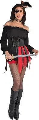 Pirate Wench Kit Hat Choker Patch Fancy Dress Halloween Adult Costume Accessory