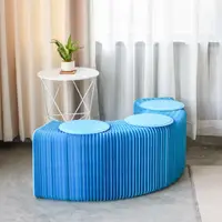 在飛比找樂天市場購物網優惠-十八紙椅子十八紙創意長條凳休閒客廳餐廳裝飾省空間餐桌凳子藍色