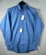 Van Heusen Shirt Mens Size 15 32-33 Blue Wrinkle Free Casual Formal Button NWT