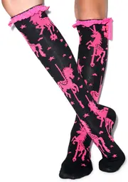 [Too Fast] Unicorn Carousel Eyelet Knee Sock