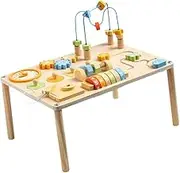 Abbraccia Wooden Activity Table Desk Play Table,Early Learning,8 in 1 Sensory Toy Shape Sorter for Infant Boys Girls Birthday Gifts