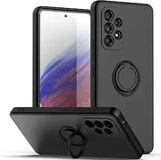 Samsung A53 5G Case, EabHulie Slim Silicone Rubber Shockproof Case Cover with Ring Holder Stand for Samsung Galaxy A53 5G Black