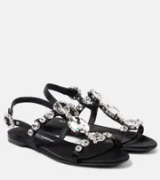 [Dolce & Gabbana] Dolce & Gabbana Bianca embellished satin sandals AU 10 black