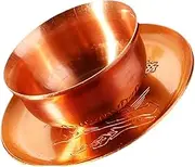 OSALADI Set of Copper Tea Cups Small Tea Bowl with Saucer Retro Style Metal Cup for Afternoon Tea