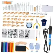 Wood Burning Kit, 110Pcs Pyrography Wood Burner Pen with Adjustable