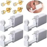 [NUMAMA] 4Pcs Disposable Ear Piercing Tool Safety Asepsis Painless Piercing Guns kit with 4 Ear Studs (Golden)