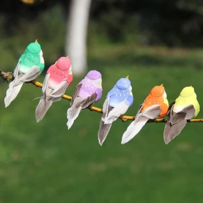 12PCS Artificial Simulation Birds Foam Feather for Crafts Small Figurines Home