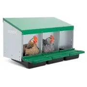 Homestead Essentials 3 Compartment Roll Out Chicken Nesting Box w/ Classic Lids