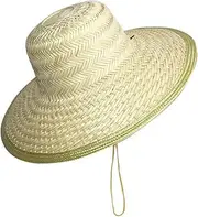 [Ｗoowayo] Winter Hat Warm Men Women Bamboo Weave Summer Outdoor Sun Protection Wide Brim Straw Hat Cap 1