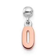 Sterling Silver Mio Memento Rhodium-Plated Rose-Tone Dangle Number 0 Charm