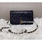 CHANEL VINTAGE WOC 深藍色全蓋金鏈包