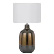 Arthur Modern Table Desk Lamp Light Fabric Ceramic Bronze White Gloss