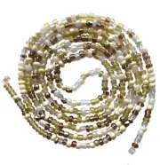 Handmade African Tie on Waist Beads Cream + Gold Belly Chain 50” Elastic
