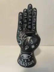 10” Killstar Black Ceramic Palmistry Hand. Halloween Prop