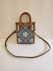 Tory Burch T Monogram Mini Denim Tote Bag
