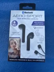 Premium True Wireless Earbuds Black with Mic 2 Piece Sports Kit Neck Strap