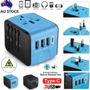 Type-C 3 USB Charger Universal World Travel Adapter US/UK/EU/AU Plug Converter