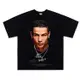 Ronaldo vintage C羅美式小領口復古水洗短袖 嘻哈重磅純棉運動t恤