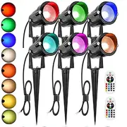 Spotlights Outdoor LED Spot Lights for Yard, RGB Color Changing Landscape Lights Waterproof Spotlight with Plug Remote for House Garden Path Tree Decoration