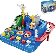 Car Rescue Adventure Toys for 3 4 5 6 7 8 Years Old,Race Car Tracks for Boys Girls,City Rescue Toy Set Montessori Toy Car Race Tracks Parking Playsets for Toddlers (Blue)
