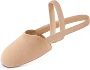 [Tegmk] Women's Stretch Canvas Half Dance Soles Pirouette Lyrical Turners Ballet Shoes