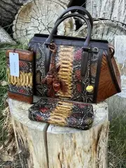 Brahmin Arden Brown Tyndale+Suri Wallet+Pouch+ROSES! Incredible GORGEOUS RARE!