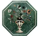 18'' Green Marble Table Top Dining Corner Inlay Lapis Handmade Decor C1