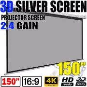 150" 3D SILVER SCREEN 16:9 ELECTRIC MOTORISED TV PROJECTOR CINEMA SCREEN + REMOT