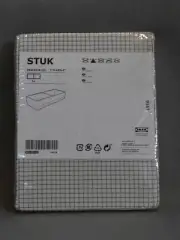 Ikea Stuk Organizing Box 2 Parts White Gray Grid 7.75x20x4 20x51x10cm NEW NIP