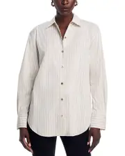 Theory Boyfriend Shirt in Striped Cotton-Blend