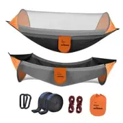 Camping Hammock with Mosquito Net, Portable Single Hammock with Tree Grey