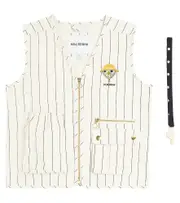 [Mini Rodini] Mini Rodini Owl embroidered pinstripe vest and whistle set Y 10/11 white