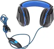 S510 Wired Gaming Headset with Volume Control Luminous Surround Stereo Sound Clear Bass Soft Earmuff for PC One Laptop Black Blue